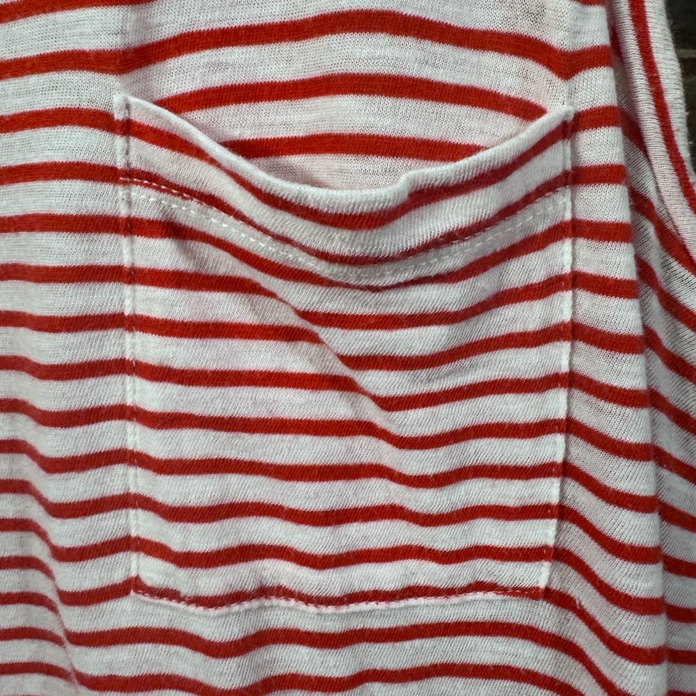 Madewell Red & White Striped Crew Neck Sleeveless Tank Top - Picture 3 of 4